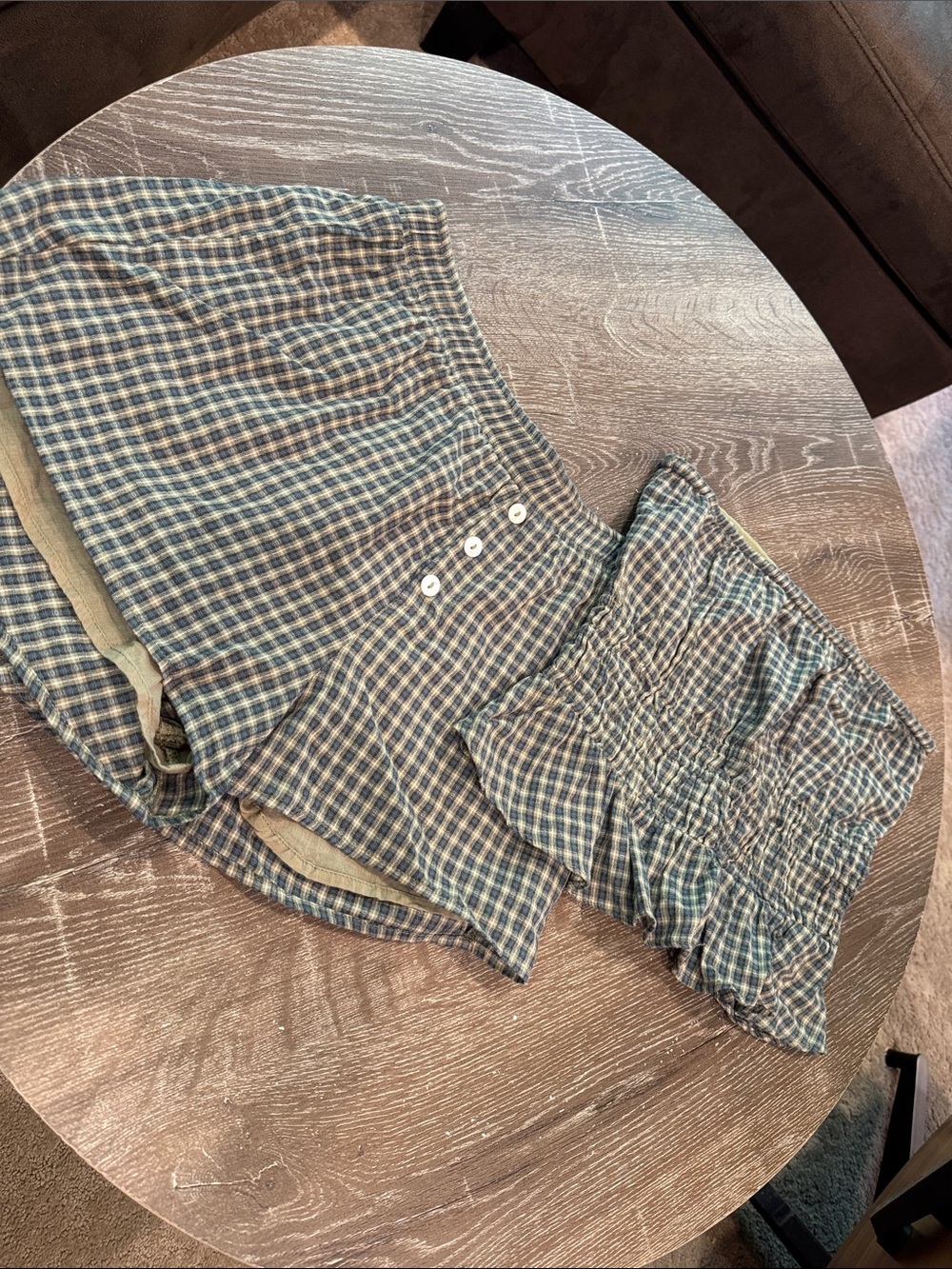 Heartloom Green and Beige Plaid High-Waist Skort